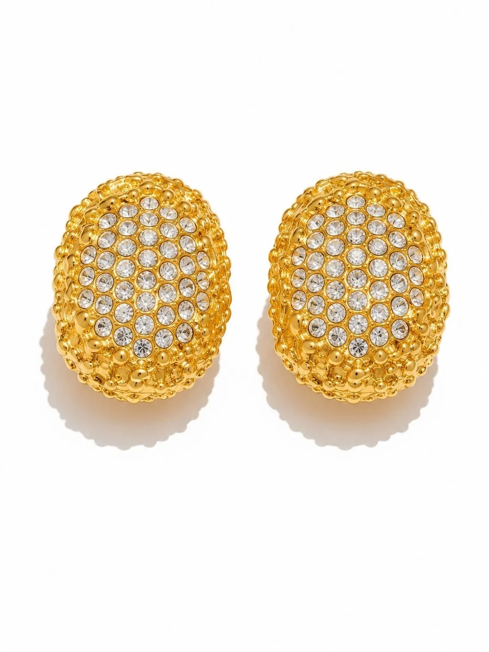 Gold Crystal Cluster Clip-On Earrings
